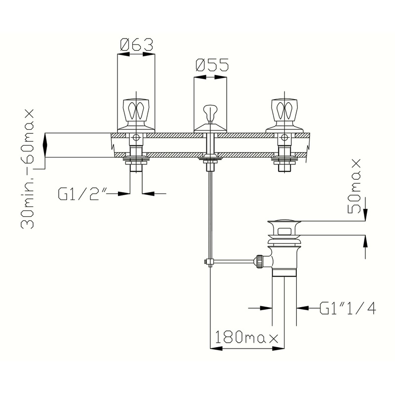 3-HOLE BIDET TAP WITH EMILY WASTE