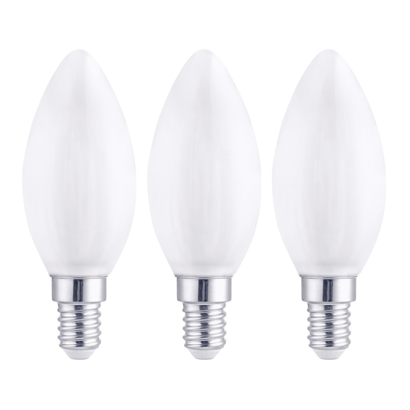 3 LED BULBS E14 =60W CANDLE FROSTED WARM LIGHT