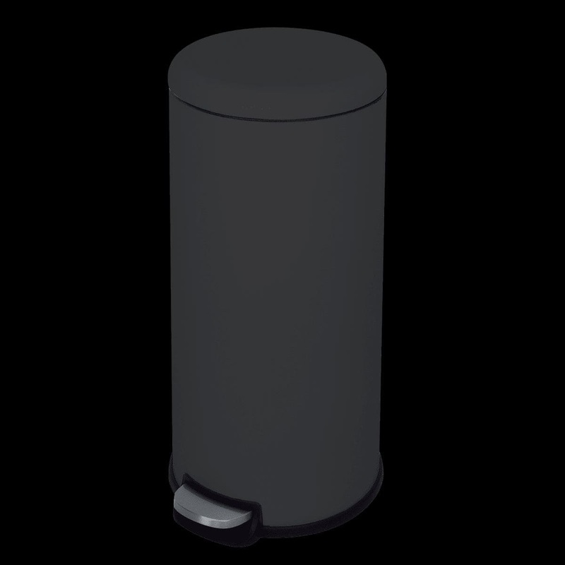30L ROUND PEDAL DUSTBIN, BLACK, SOFT CLOSING