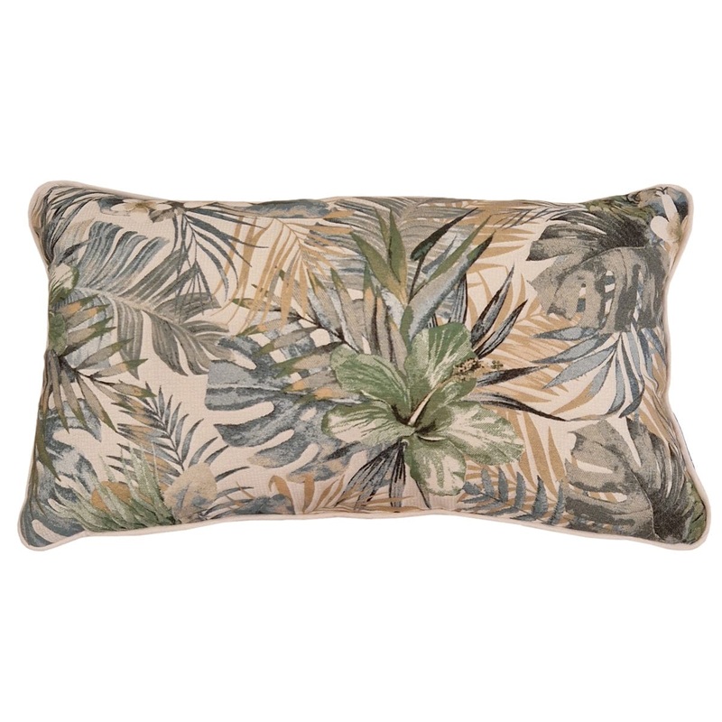 YUNGA REMOVABLE CUSHION COVER 30X50CM WITH WATER-REPELLENT STAIN-RESISTANT PIPING GREEN BACK DYED