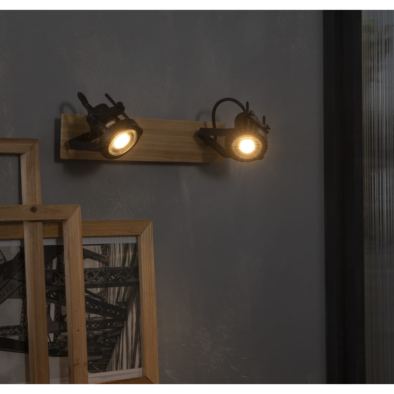 TECHNIC SPOTLIGHTS BLACK METAL AND WOOD 31.5X12X14.6CM 2XGU10=35W