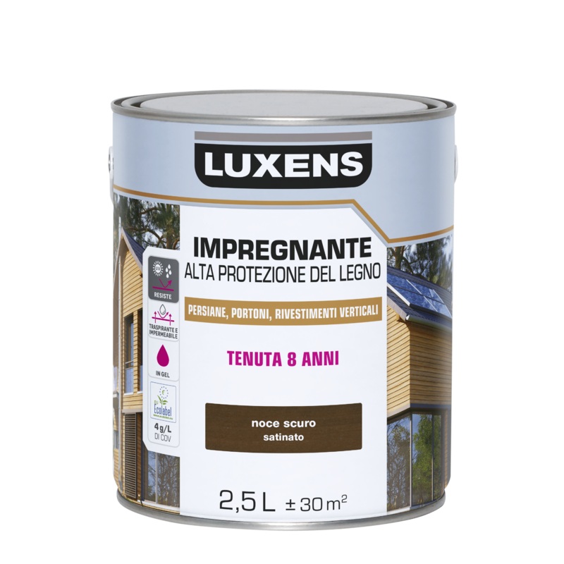 WATER-BASED WOOD PROTECTIVE IMPREGNATING AGENT ANTIQUE WALNUT HIGH PROTECTION LUXENS 2.5 LT