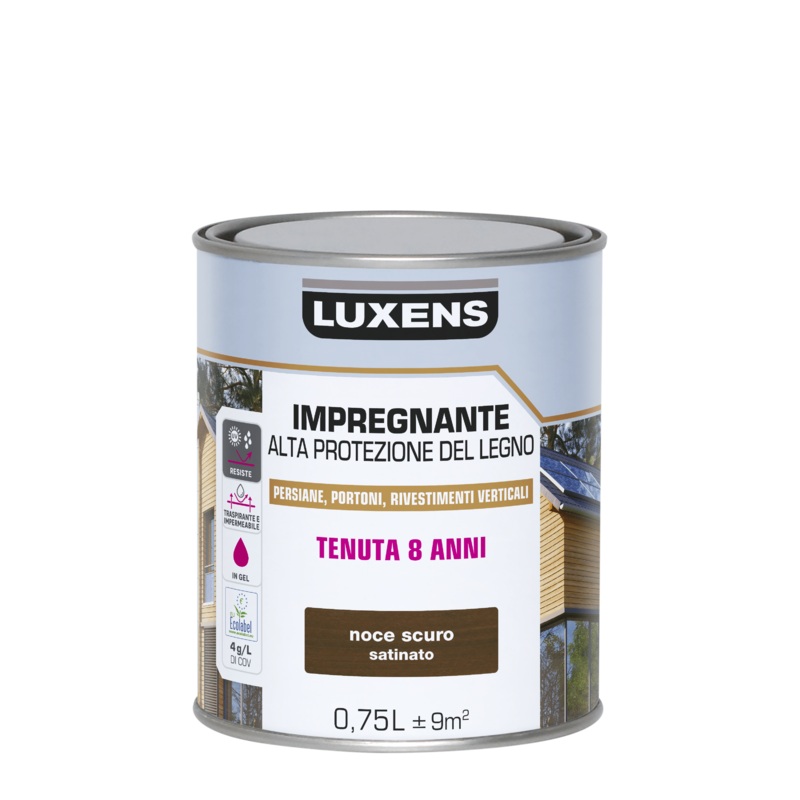 WATER-BASED WOOD PROTECTIVE IMPREGNATING AGENT ANTIQUE WALNUT HIGH PROTECTION LUXENS 750 ML