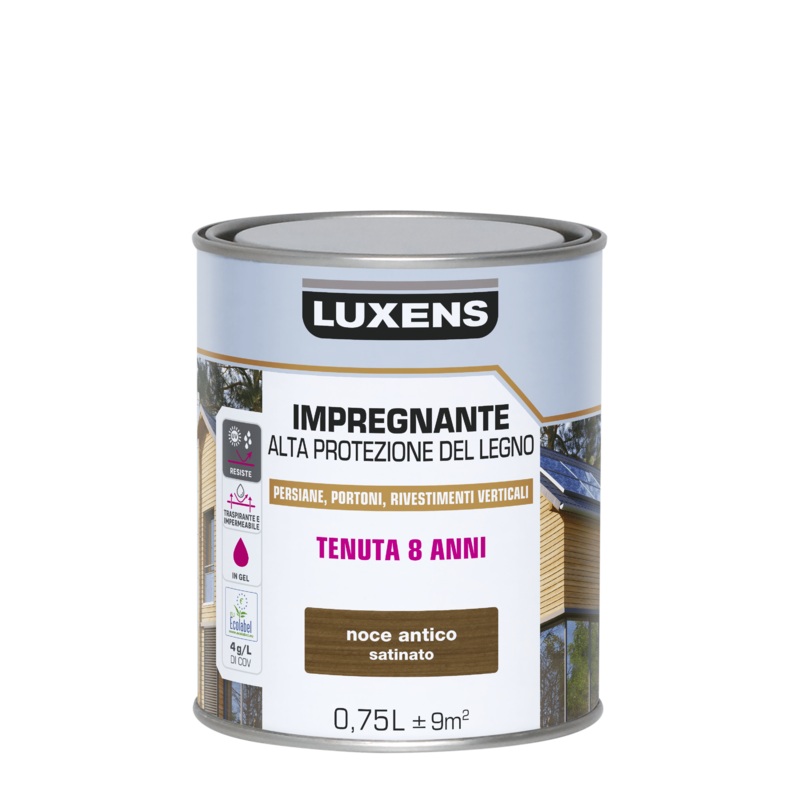 WATER-BASED WOOD PROTECTIVE IMPREGNATING AGENT DARK WALNUT HIGH PROTECTION LUXENS 750 ML