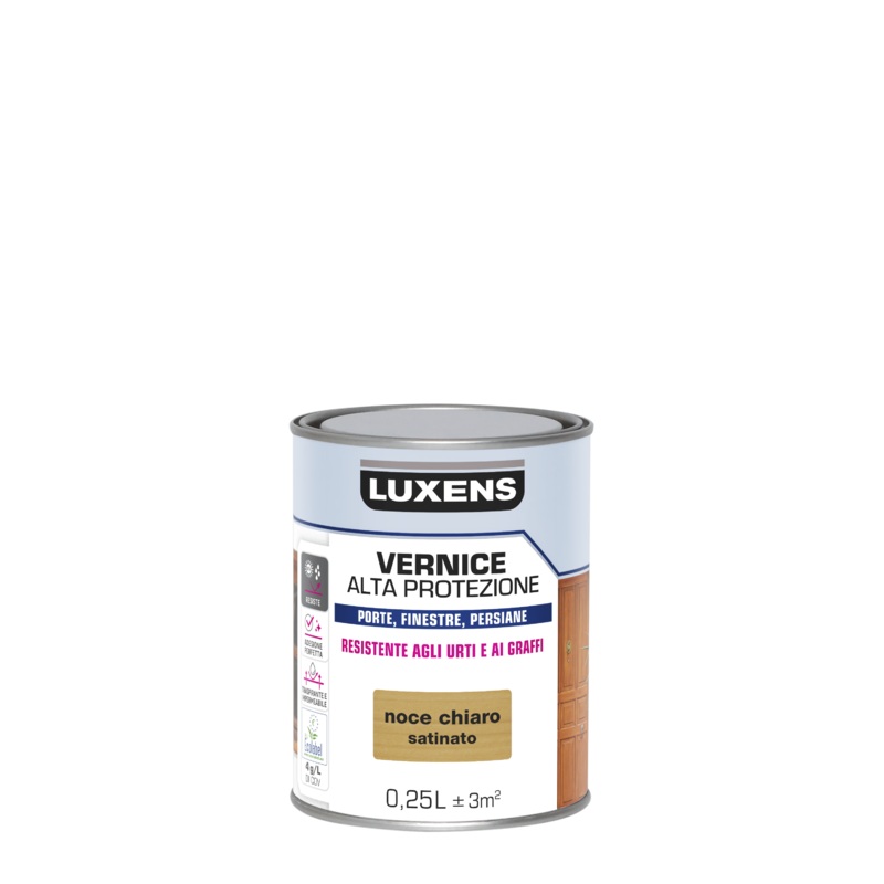 WATER-BASED WOOD PROTECTIVE VARNISH SATIN WALNUT HIGH PROTECTION LUXENS 250 ML