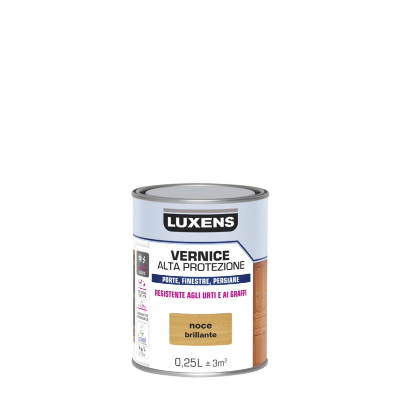WATER-BASED WOOD PROTECTIVE VARNISH WALNUT GLOSS HIGH PROTECTION LUXENS 250 ML