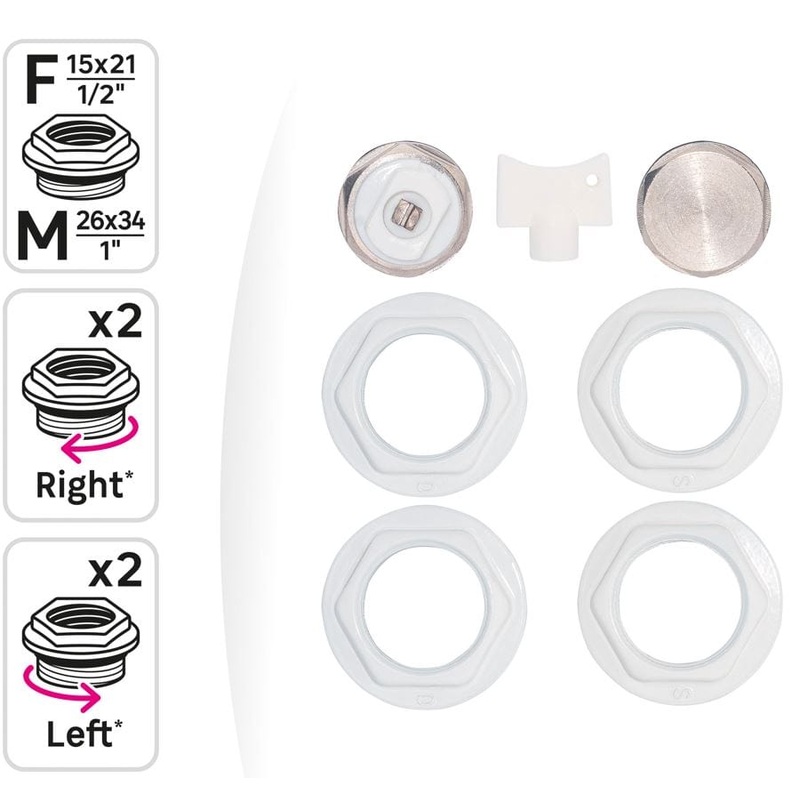 1/2 ACCESSORY KIT FOR RADIATORS WHITE COLOR