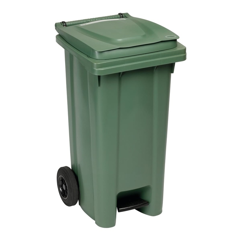 120LT WHEELED BIN WITH PEDAL FERN GREEN