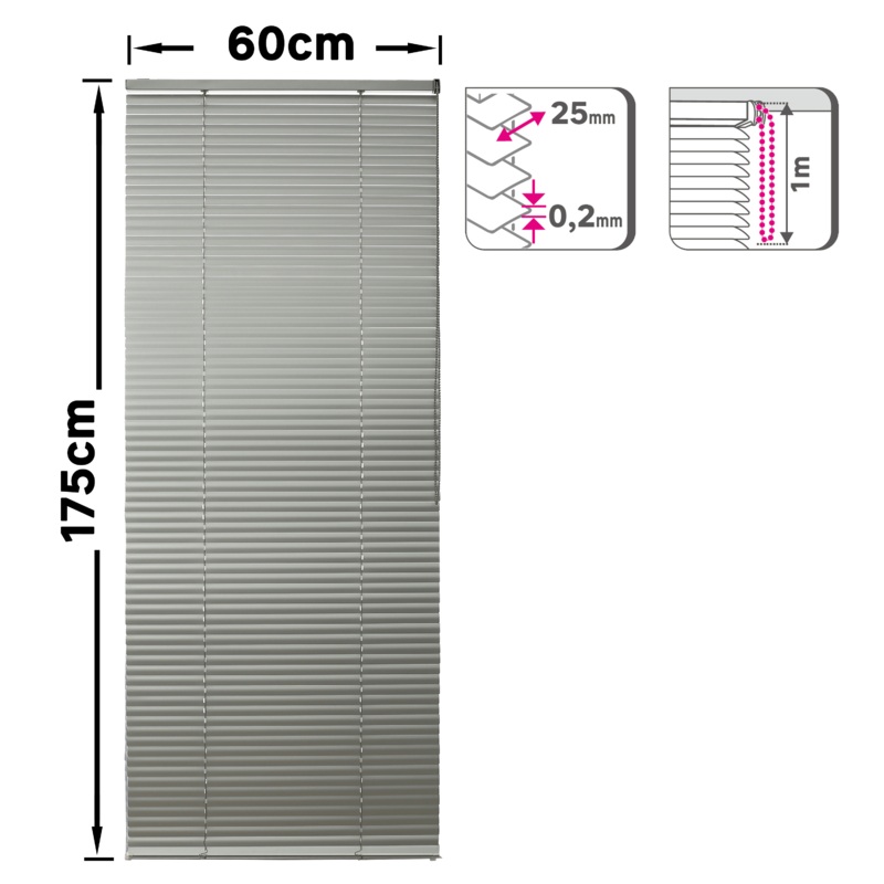 60X175CM CHROME ALUMINUM EPONA VENETIAN BLIND