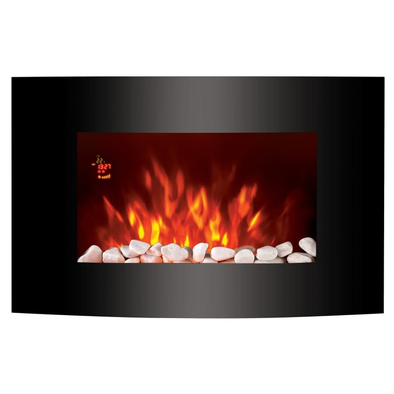 WALL MOUNTED ELECTRIC FIREPLACE FONT 4 2 POWER 1/2 KW WITH 24H TIMER