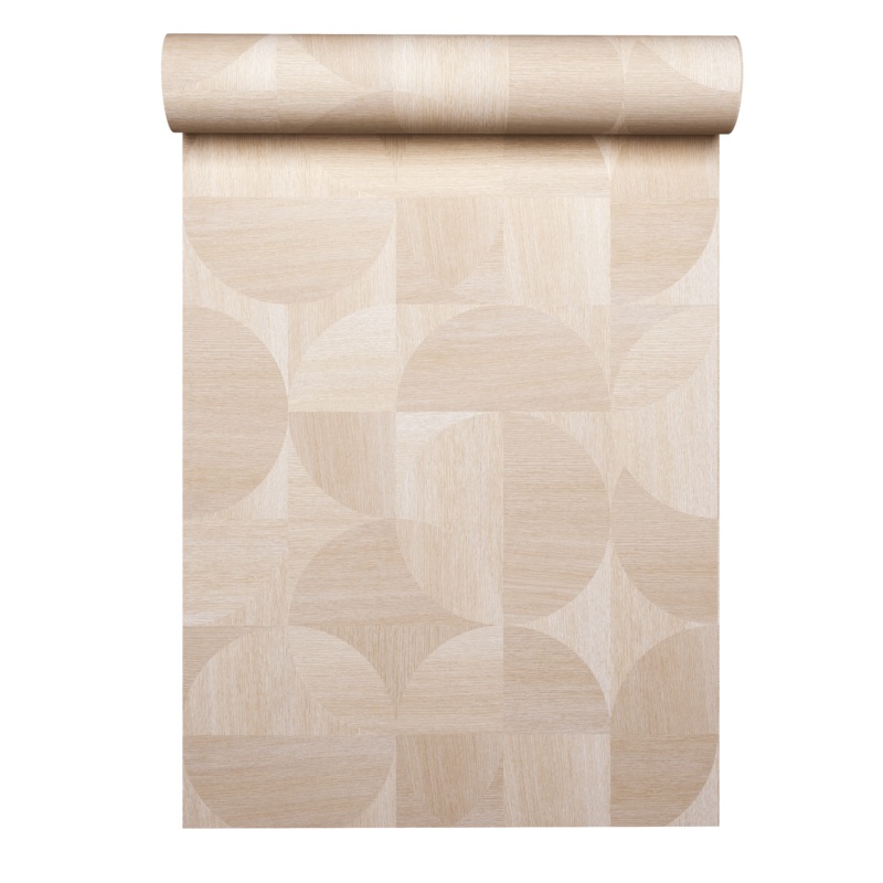 WALLPAPER CIRCLES WOOD BASE BEIGE 53CMX10.5M