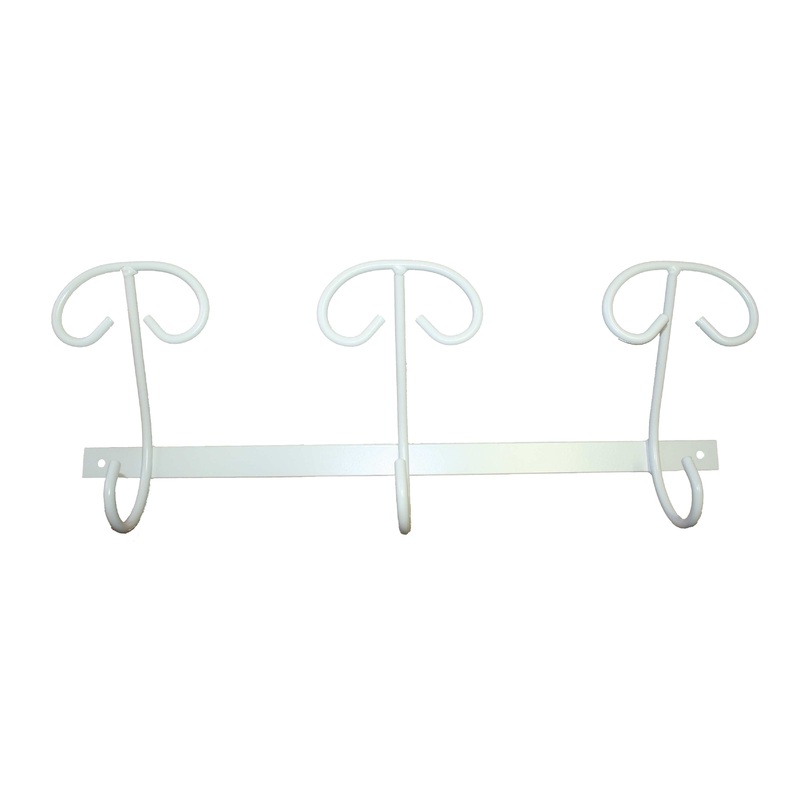 WROUGHT IRON COAT RACK 3 PLACES WHITE