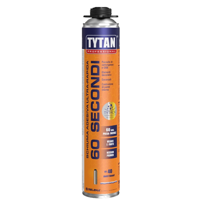 60′ TYTAN GUN 60′ RAPID MULTI-SUPPORT ADHESIVE POLYURETHANE FOAM 750ML
