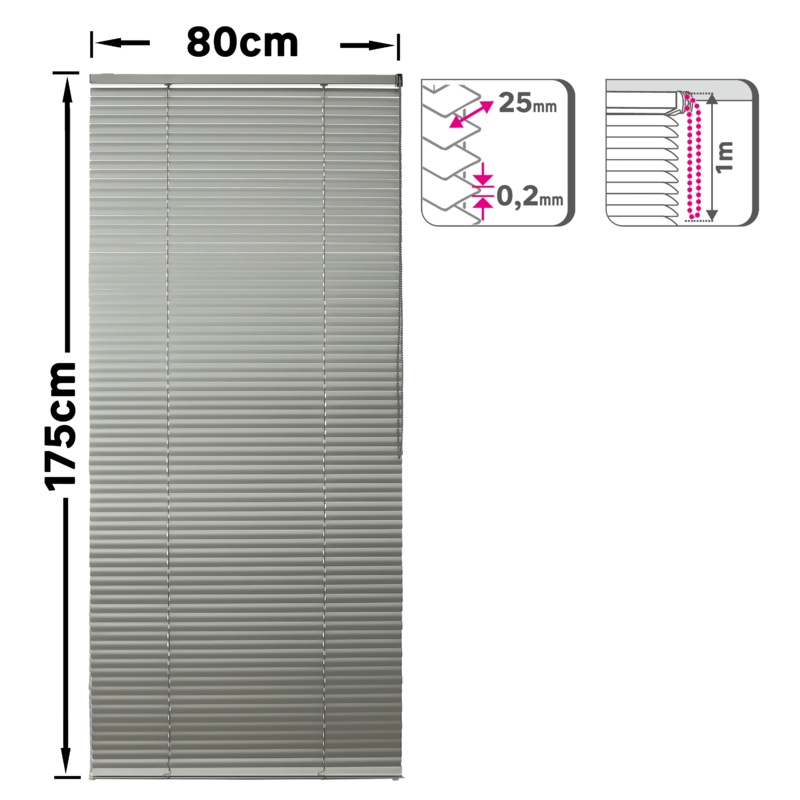 80X175CM CHROME ALUMINUM EPONA VENETIAN BLIND