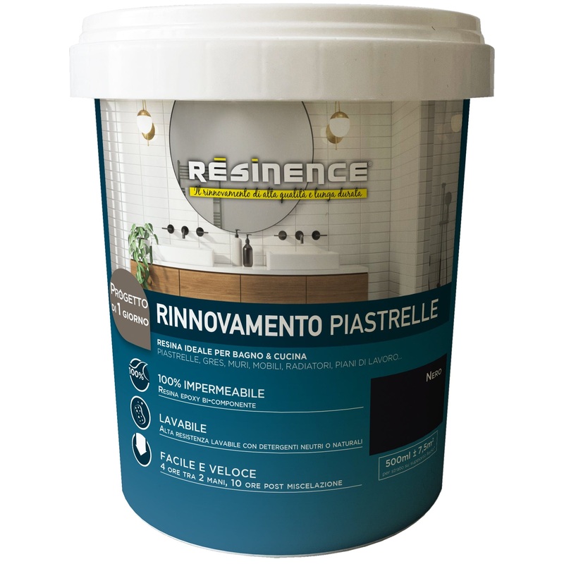 TWO-COMPONENT WATER-BASED SATIN BLACK TILE RESINENCE 5O0 ML