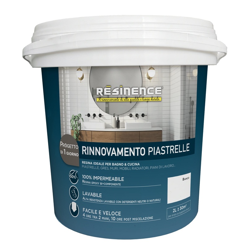 TWO-COMPONENT WATER-BASED SATIN WHITE TILE RESINENCE 2 LT