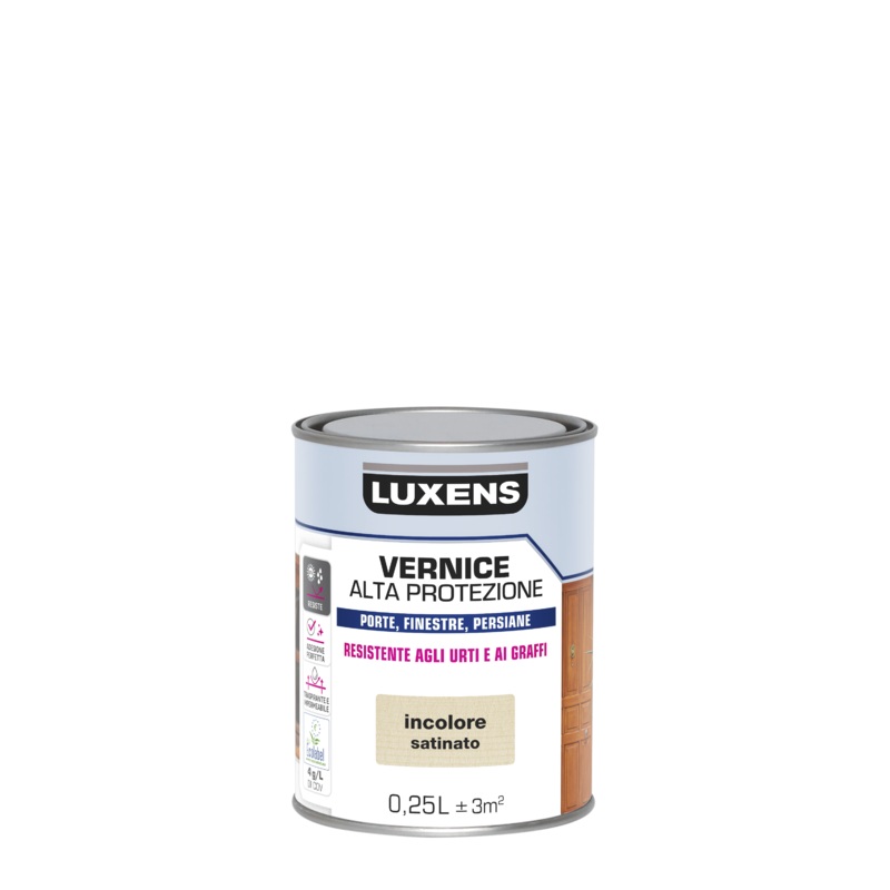 WATER BASED COLORLESS SATIN HIGH PROTECTION WATER BASED WOOD PROTECTIVE VARNISH LUXENS 250 ML
