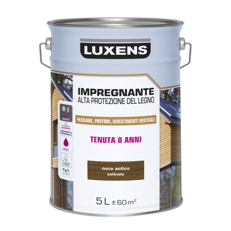 WATER-BASED WOOD PROTECTIVE IMPREGNATING AGENT DARK WALNUT HIGH PROTECTION LUXENS 5 LT