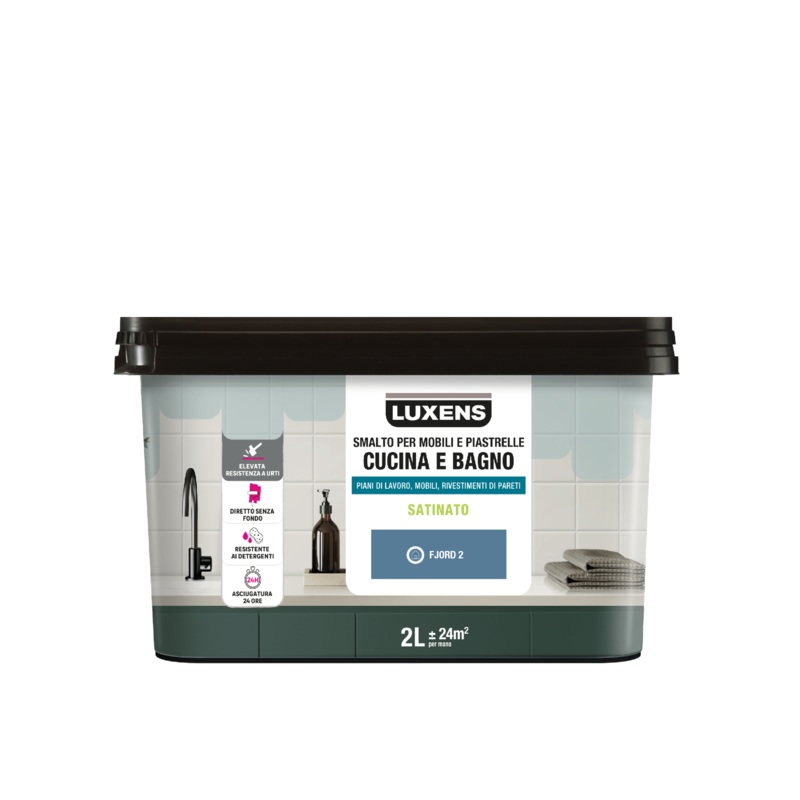 WATER GLAZE FOR FURNITURE AND KITCHEN AND BATHROOM TILES BLUE FJORD 2 SATIN LUXENS 2 LT