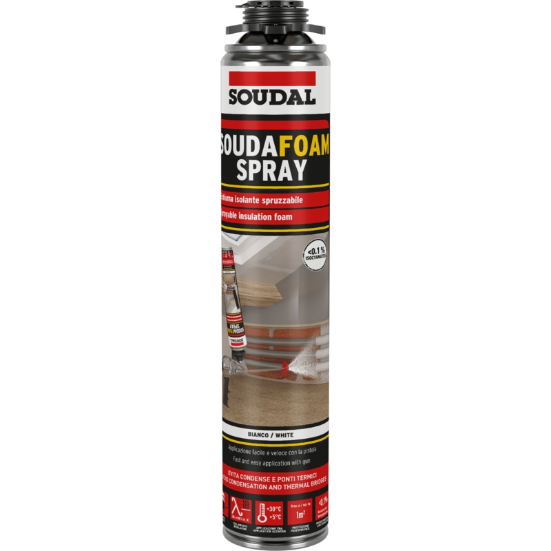 WHITE DIISOCYANATE SPRAYABLE POLYURETHANE FOAM FOR SOUDAL GUN 700ML