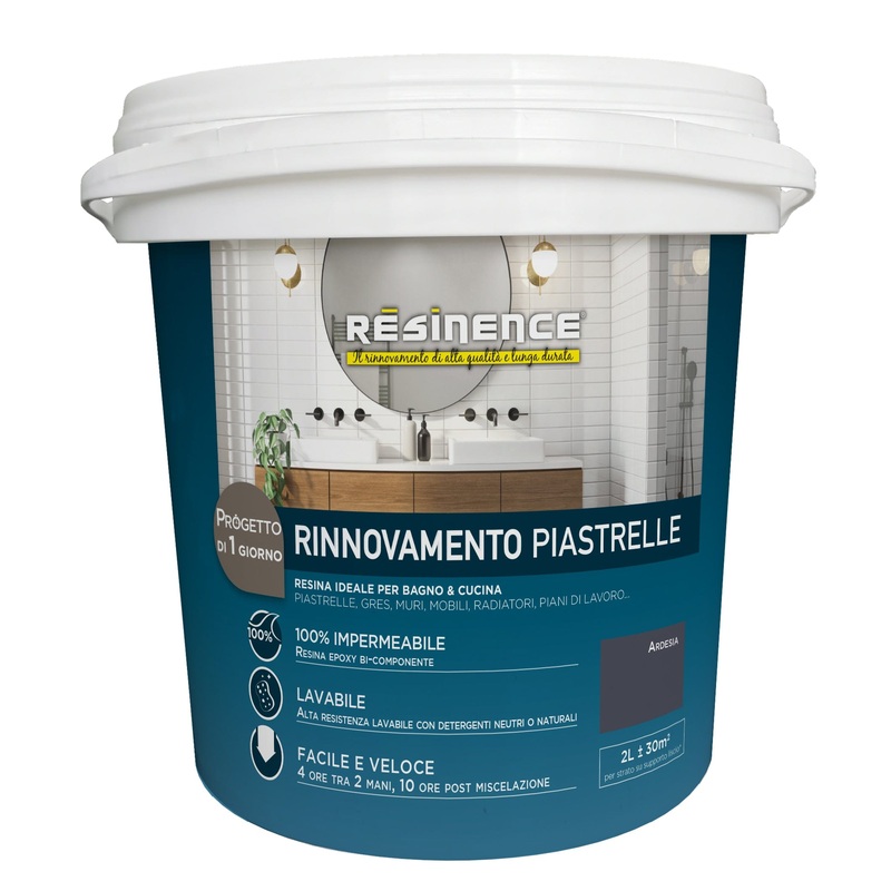 TWO-COMPONENT WATER-BASED RESIN FOR TILES SLATE GRAY SATIN RESINENCE 2 LT