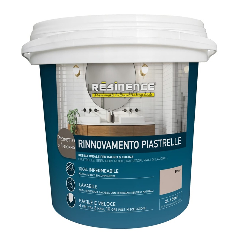 TWO-COMPONENT WATER-BASED SATIN BEIGE TILE RESINENCE 2 LT