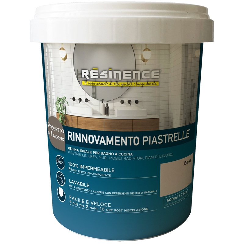 TWO-COMPONENT WATER-BASED SATIN BEIGE TILE RESINENCE 5O0 ML