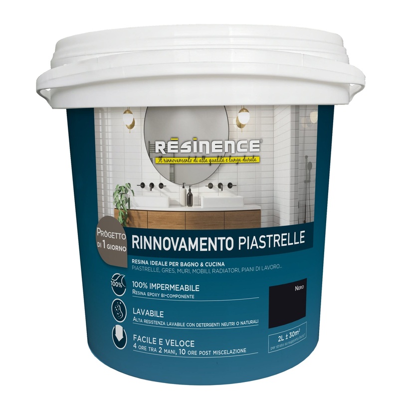 TWO-COMPONENT WATER-BASED SATIN BLACK TILE RESINENCE 2 LT