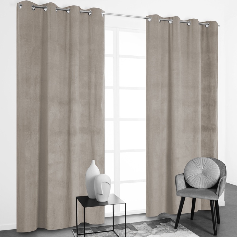VALMAY DOVE GREY OPAQUE CURTAIN 140X280 WITH EYELETS