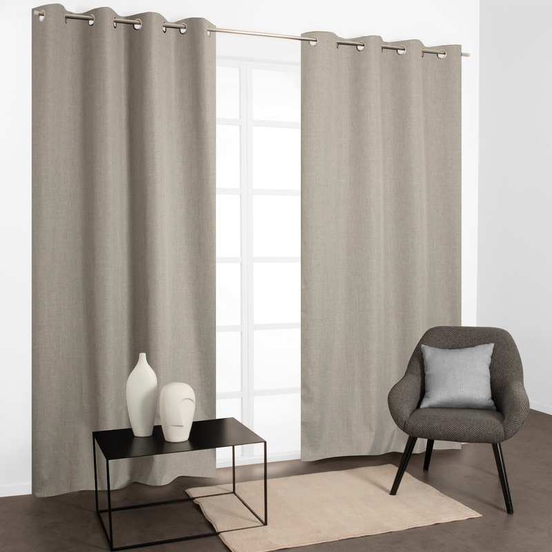 VENS GREY CONCEALING THERMAL CURTAIN 135X280 CM WITH RINGS