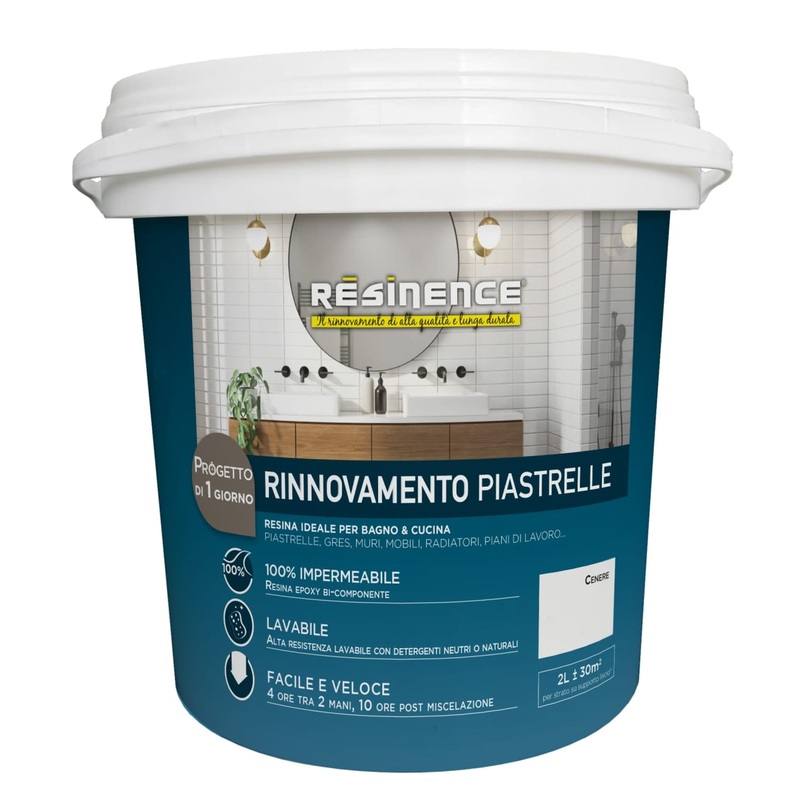 WATER-BASED TWO-COMPONENT RESIN FOR TILES ASH WHITE SATIN RESINENCE 2 L