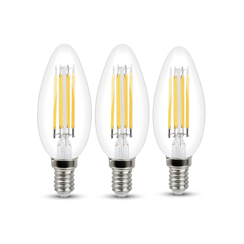 3 LED BULBS E14=60W CANDLE CLEAR NATURAL LIGHT
