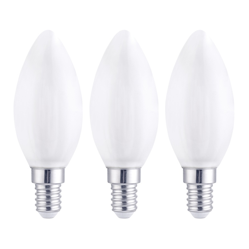 3 LED BULBS E14 =60W CANDLE FROSTED NATURAL LIGHT