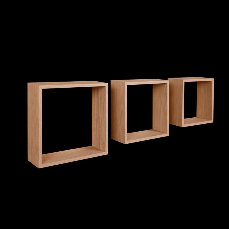 TRIS WHITE CUBES 24X24 + 27X27 + 30×30 CM NATURAL OAK