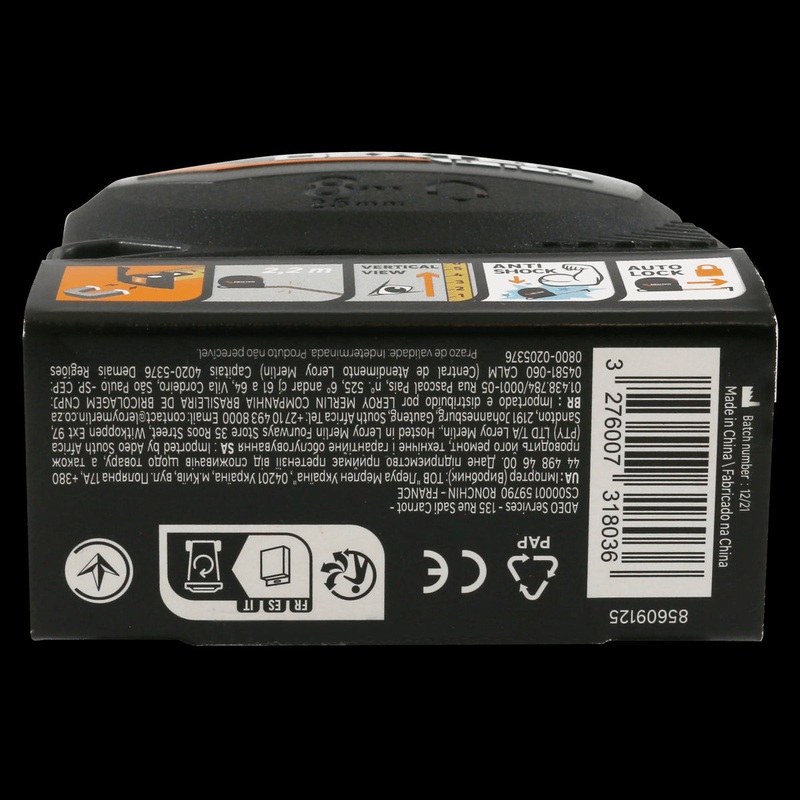 8 M X 25 MM DEXTER PRO FLEXOMETER WITH MAGNET, BIMATERIAL SHELL, 2-SIDED GRADATION