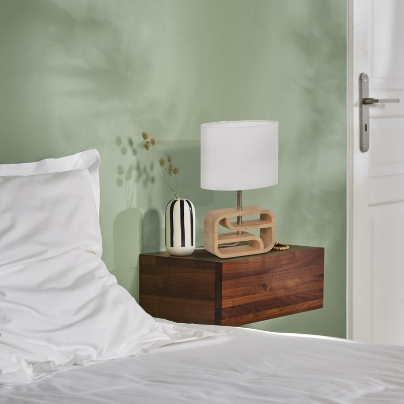 TABLE LAMP NASIMO NATURAL WOOD AND POILESTERE H32 CM E14